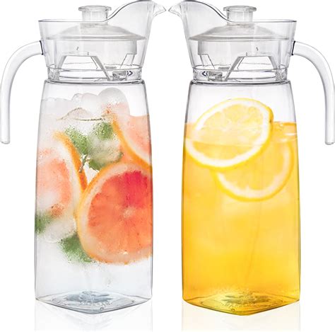 Amazon.com: Plastic Pitcher with Lid Clear Acrylic Pitcher Shatter ...