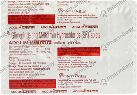 Adglim M1 Forte Strip Of 10 Tablets: Uses, Side Effects, Price & Dosage ...
