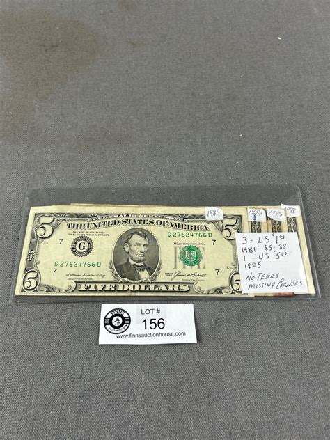 4 Vintage U.S. Bills - (3) $1 Bills- 1981-1985-1988 & (1) $5 Bill ...