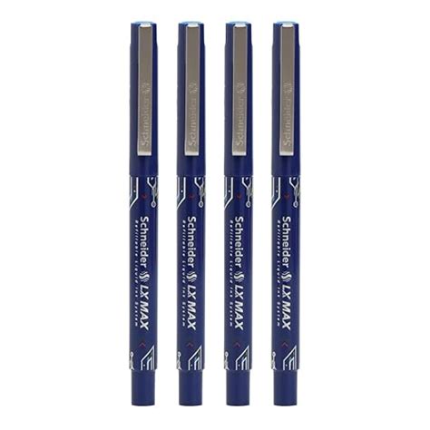 Luxor Schneider LX-MAX roller ball pen | Pack of 4 - Blue | Needle Tip ...