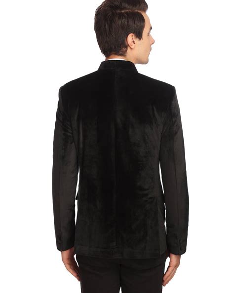Buy Black WINTAGE Solid Single-Breasted Blazer with Mandarin Collar | AJIO
