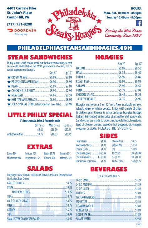 Menu – Philadelphia Steaks and Hoagies