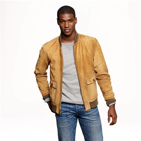 J.crew Suede Bomber Jacket in Brown for Men | Lyst