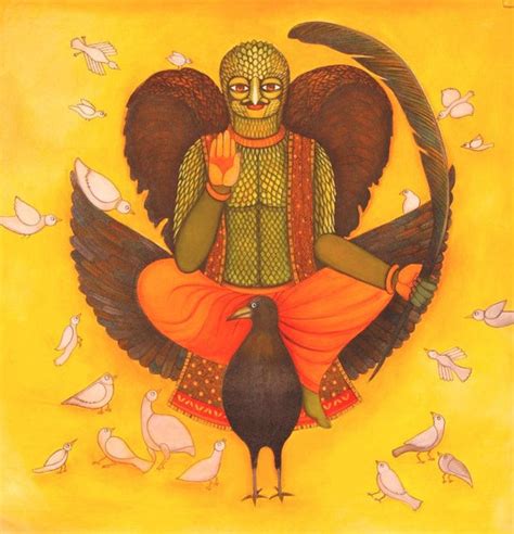"Birdman": Yellow Acrylic Painting by Meenakshi Jha Banerjee – ArtZolo.com