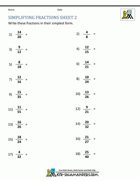 Image result for Simplifying Fractions Worksheet 5th Grade