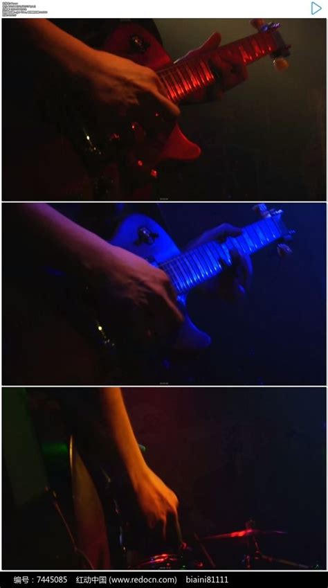夜店酒吧弹吉他特写实拍视频素材下载_红动中国
