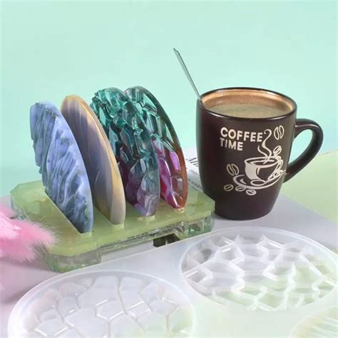 Lyba Moulds Designer Coaster Resin Silicone Mould 4 Cavity