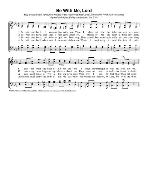 Be With Me, Lord - Hymn Lyrics and Info