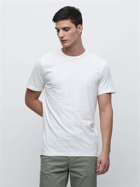 Buy White Organic Cotton Solid T-shirt for Men Online