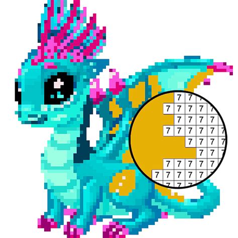 Dragons Pixel Art - Paint by Number, Sandbox Coloring Book Pages - App ...