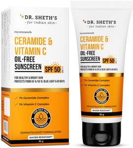 Dr. Sheth’s Sunscreen - SPF 50 PA++++ Ceramide & Vitamin C Oil-Free ...