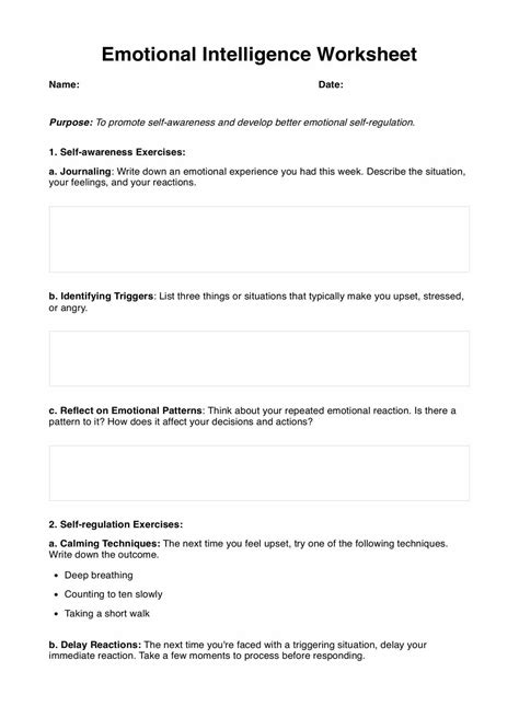 Emotional Intelligence Worksheets Emotional Intelligence At A Glance