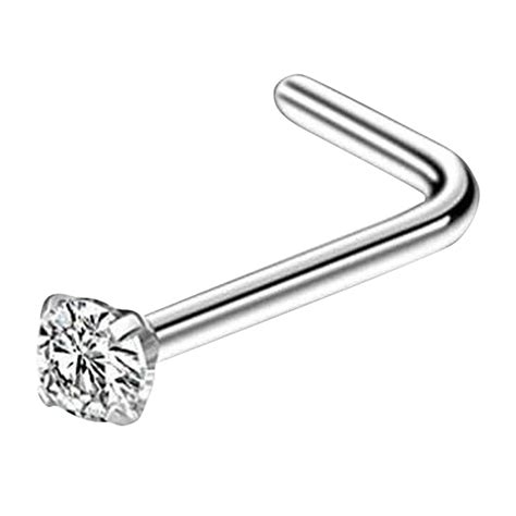 Mzoazpie Stainless Steel Nose Rings Double Nose Ring for Single ...