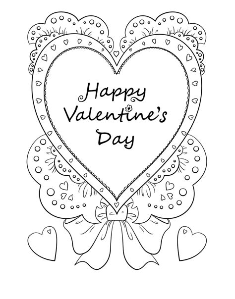 Happy Valentine's Day Coloring Page, Heart Coloring Page, Valentine ...
