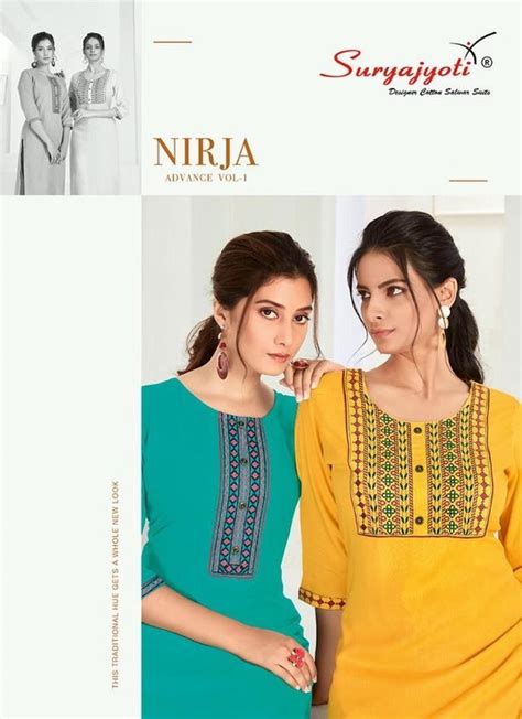 SURYAJYOTI NIRJA ADVANCE VOL 1 WHOLESALE FANCY WORK KURTIS
