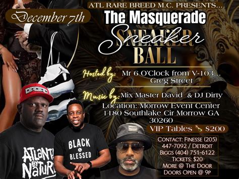 ATL RARE BREED MC MASQUERADE SNEAKER BALL, Morrow Center, 7 December to ...