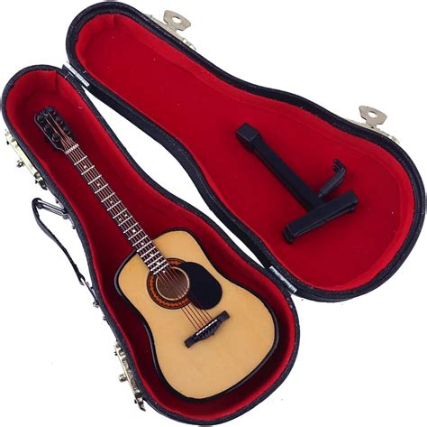 Buy Dselvgvu Wooden Miniature Guitar with Stand and Case Mini Musical ...