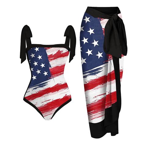 Gaecuw Fourth of July Bikinis One Piece Bikini Lace Up Swimsuit Long ...