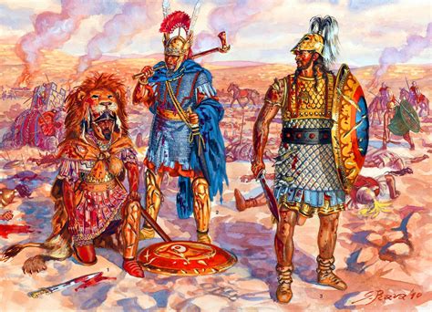 Roman centurions with a Carthaginian officer of the Sacred Band, Second Punic War | Punic wars ...