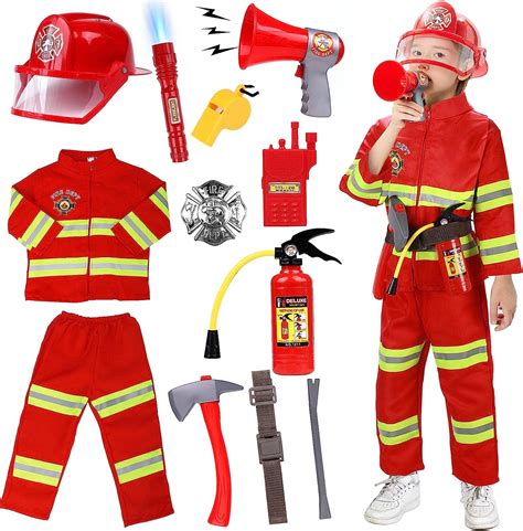 Tacobear Fireman Costume for Kids Fireman Role Play Dressing Up ...