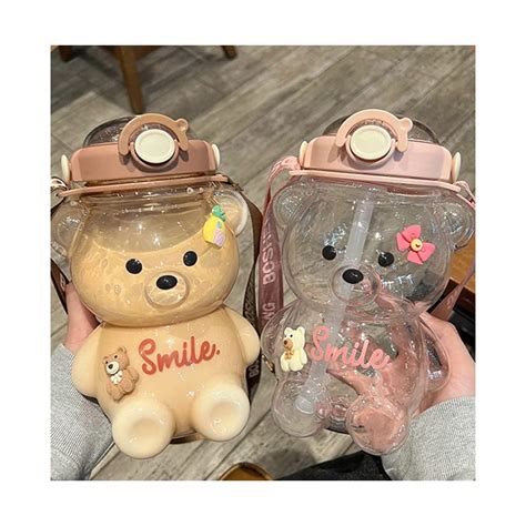 Buy Kawaii Bear Straw Bottle, Cute Water Bottles with Kawaii Stickers ...