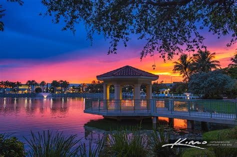 Gazebo Sunset at Palm Beach Gardens Downtown | HDR Photography by ...