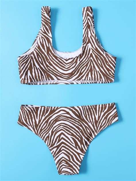 Conjunto de bikini a rayas de cebra para niña preadolescente, playa de ...