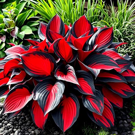 Amazon.com : Flousotiy 200Pcs Hosta Seeds - Rare Black Red Hosta Plants ...