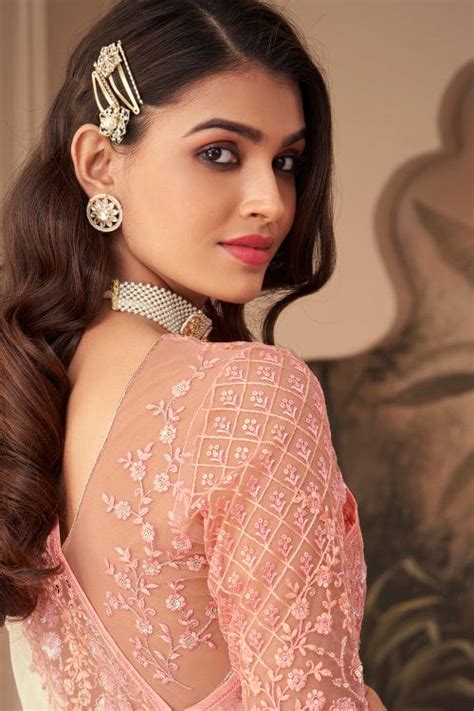 Buy Pearl White Georgette Saree online-Karagiri