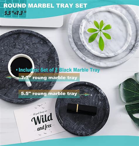 Buy LAGOM HOUSE Round Marble Tray Set of 2, Small Marble Tray for ...