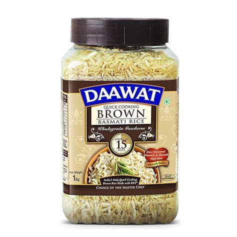 Daawat Brown, Cooks in 15-minute, Full Bran Intact, Fibre-Rich Basmati ...