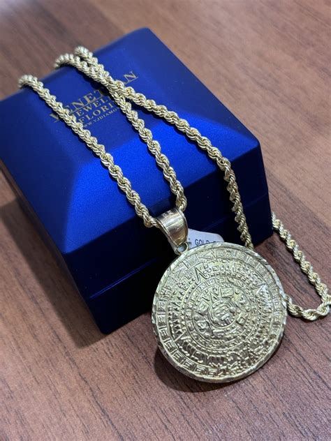 10KT Gold Aztec Calendar Pendant ComboSet - VJ Diamond Orlando
