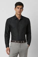 Buy Men Black Regular Fit Check Full Sleeves Formal Shirt Online ...