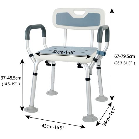 BQKOZFIN White Shower Stool Seat Adjustable Bath Chair with Padded ...