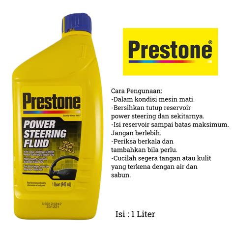 PRESTONE Oli PSF Power Steering Fluid 946mL Clear Bening - Pelumas Minyak Power Steering Stering ...