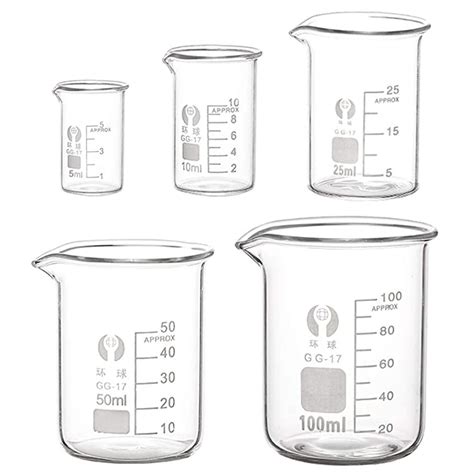 Becher 100 ml 50 ml 25 ml 10 ml 5 ml Beker Graduated Borosilicate Glass ...