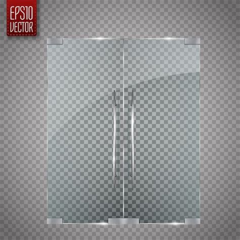 Portas de vidro isoladas em transparente. | Vetor Premium