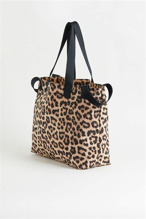Large canvas shopper - Beige/Leopard print - Ladies | H&M IN