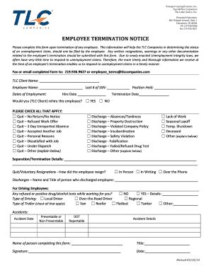 Employee Termination Notice - Blank Fillable Template | Fill Out, Print ...