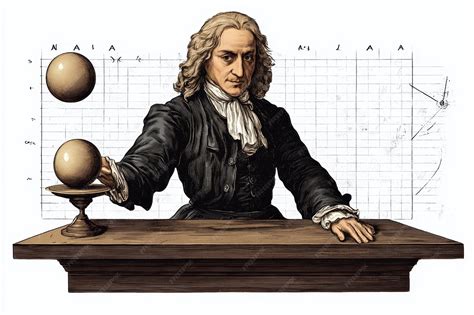 Isaac Newton Depicting the Laws of Gravity | Premium AI-generated image