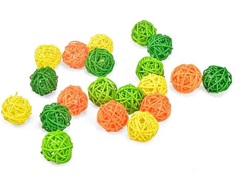 Buy 20 Pieces 3cm Wicker Rattan Balls,Green Yellow Orange Color ...