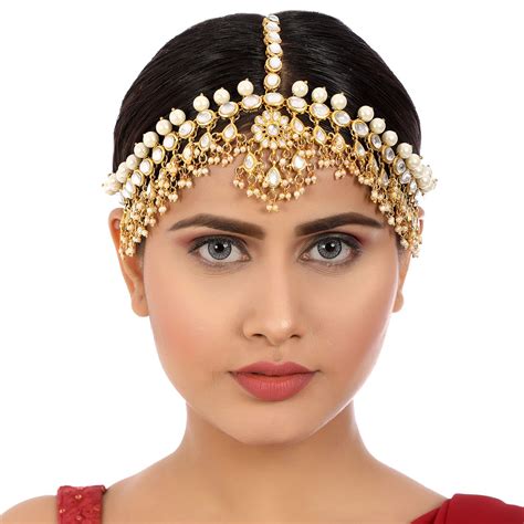 Buy Karatcart Gold-tone Pearl Beads & Tassels Kundan Mathapatti Online