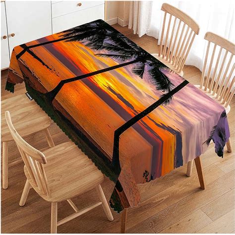 Amazon.com: Swono Palm Trees Rectangular Tablecloth Ocean Seascape ...