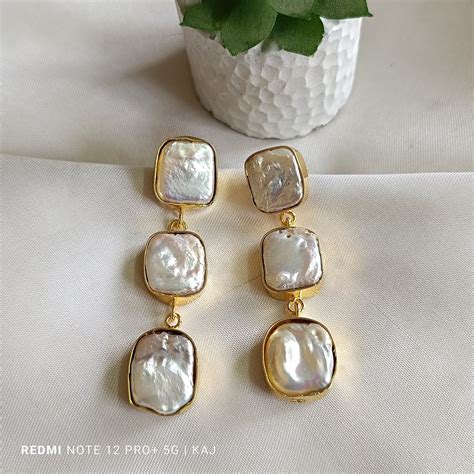 ERR-112 Real Pearl 3 Layer Earring – Kaj India