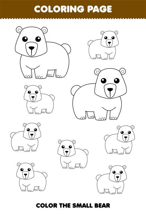 Education game for children coloring page big or small picture of cute ...