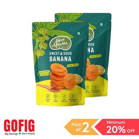 Super Munchies Bold Bites Sweet & Sour Banana (58 g) - Pack of 2 – Gofig