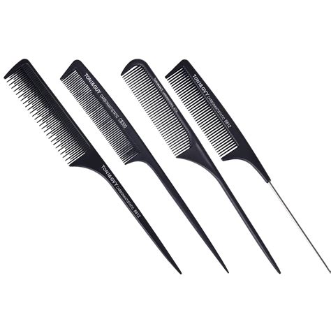 4 Style Anti static Hair Cutting Combs Black Hairdressing Comb Detangle ...