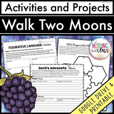 Walk Two Moons Lesson Plan – Printable PDF Template