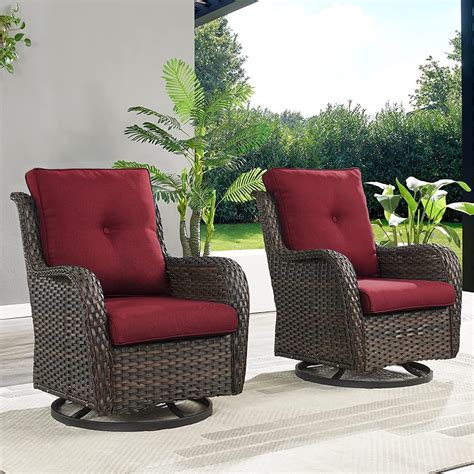 Amazon.com: HUMMUH Outdoor Swivel Rocker PE Wicker Patio Chairs Set of ...