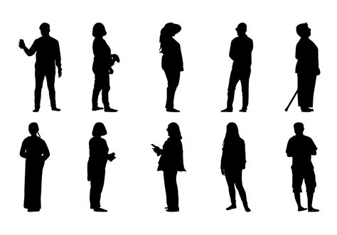 silueta de personas de pie, conjunto de hombres y mujeres de estilo de vida vectorial 9653486 ...